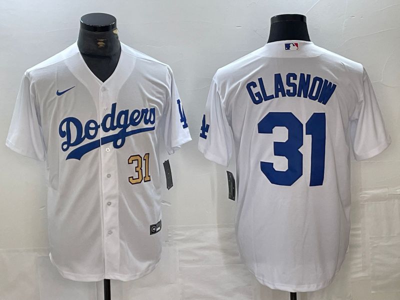 Men Los Angeles Dodgers #31 Glasnow White Nike Game MLB Jersey style 2